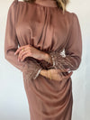 AMANDA FEATHER SLEEVE BY MY SECRET WARDROBE BROWN