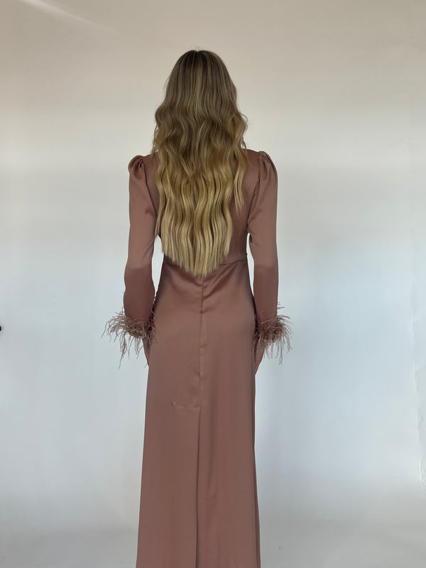 AMANDA FEATHER SLEEVE BY MY SECRET WARDROBE BROWN