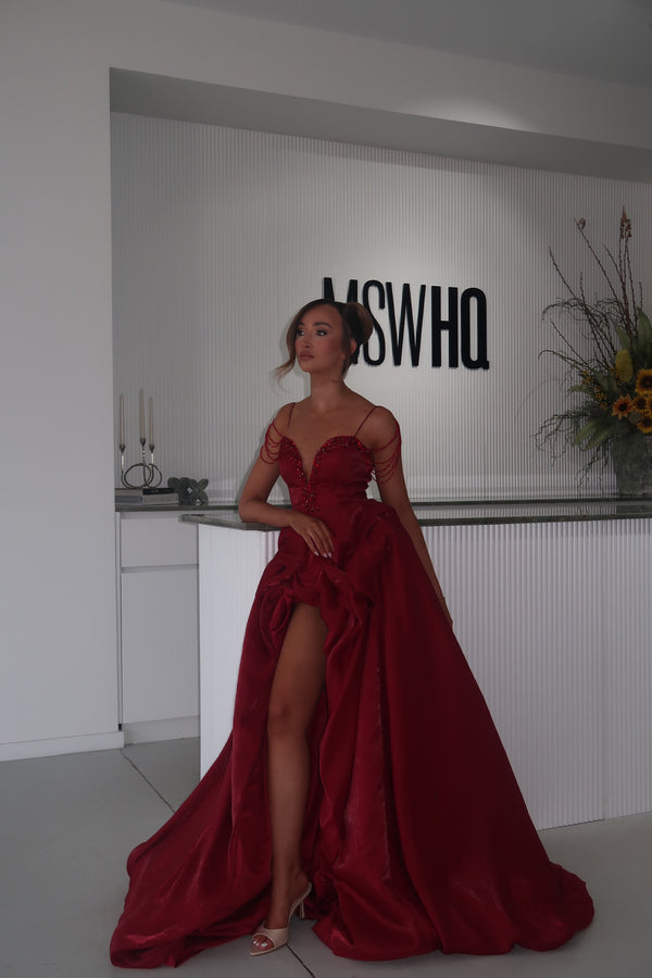 JAMILLA RUFFLE GOWN RED