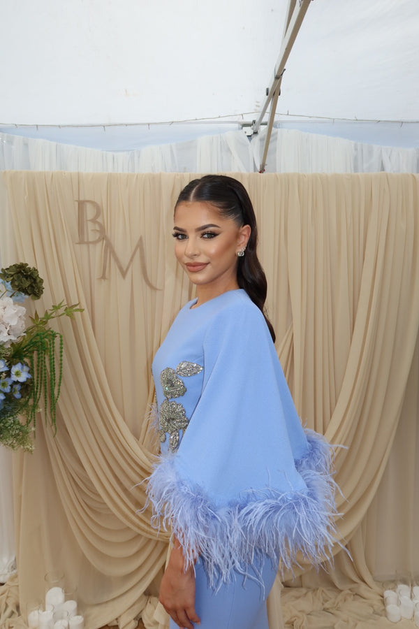 JULIANA FEATHER GOWN BY REBECCA VALLANCE