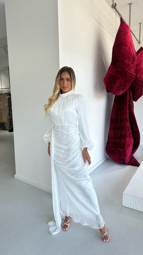 SHIMMY MAXI DRESS WHITE