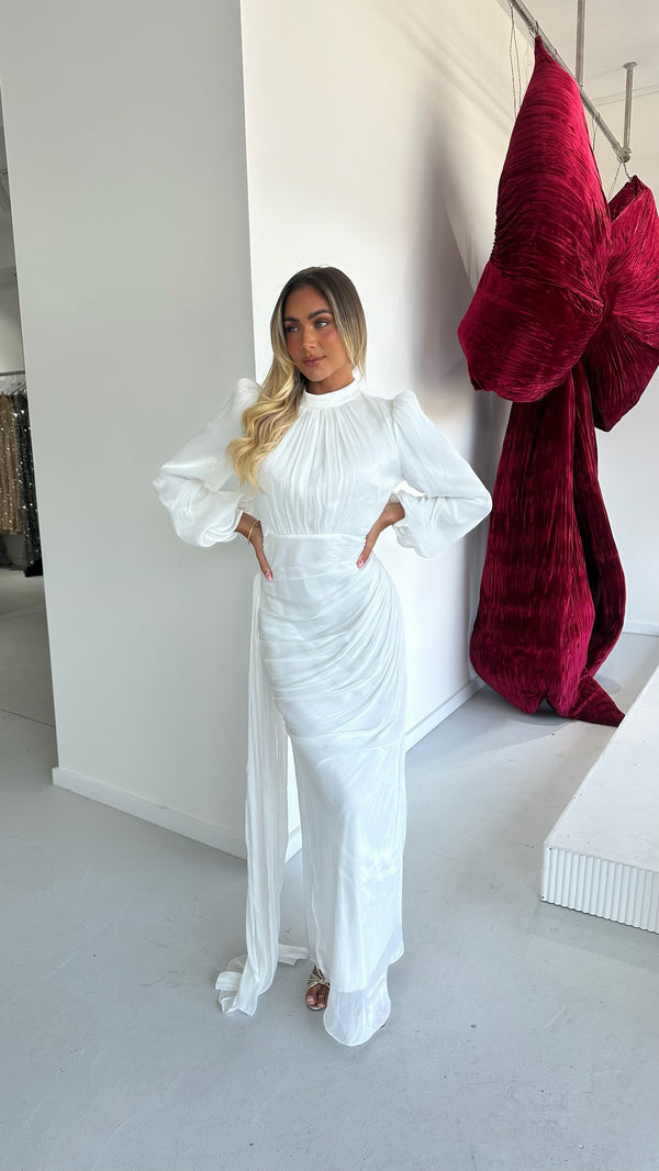 SHIMMY MAXI DRESS WHITE