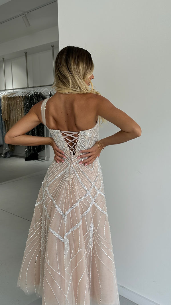 THE WINX MIDI DRESS NUDE