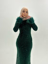 LINA FEATHER BY MY SECRET WARDROBE EMERALD NAVY