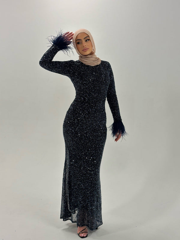 LINA FEATHER BY MY SECRET WARDROBE NAVY