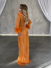 LUNAR FEATHER SLEEVE DRESS BY MY SECRET WARDROBE ORANGE