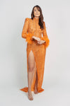 LUNAR FEATHER SLEEVE DRESS BY MY SECRET WARDROBE ORANGE
