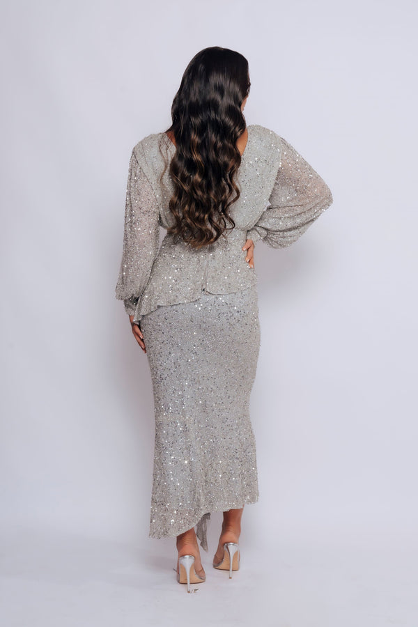MALIKA V NECK MIDI BY MY SECRET WARDROBE SILVER