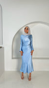MOLLIE SATIN MIDI DRESS BLUE