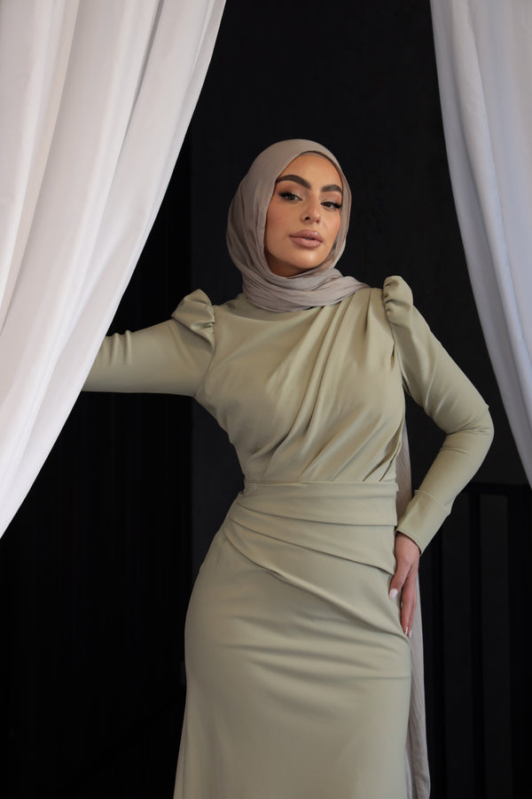 SAGE GOWN BY MISS SARYTA SAGE