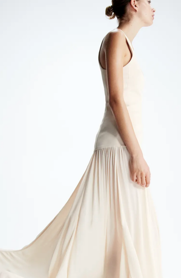 SHEER SKIRT MAXI DRESS NUDE