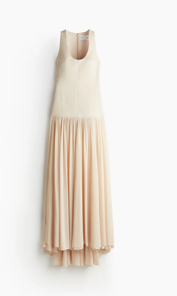 SHEER SKIRT MAXI DRESS NUDE