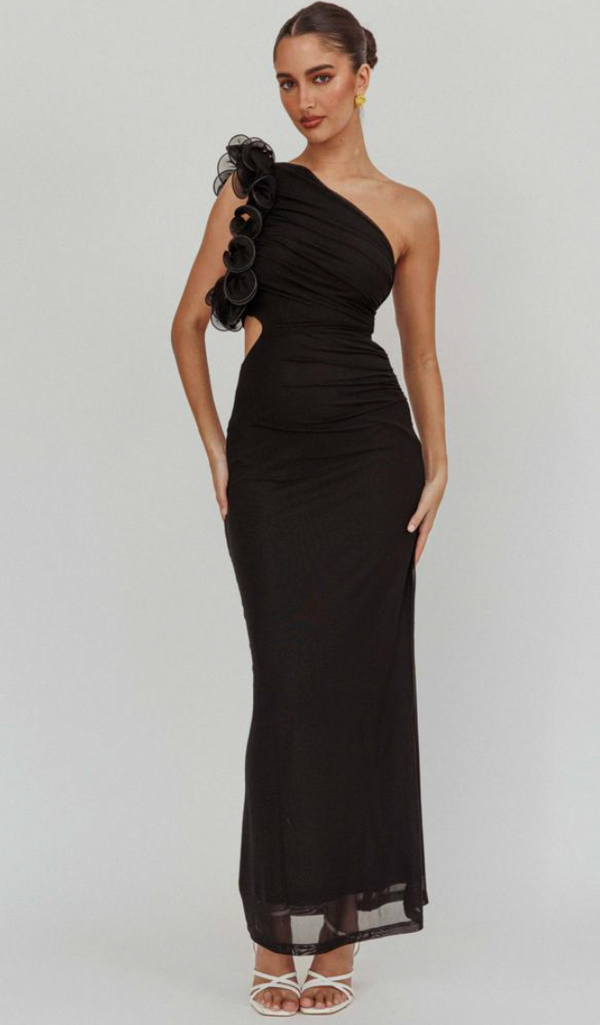 RAINA MESH MAXI DRESS BLACK