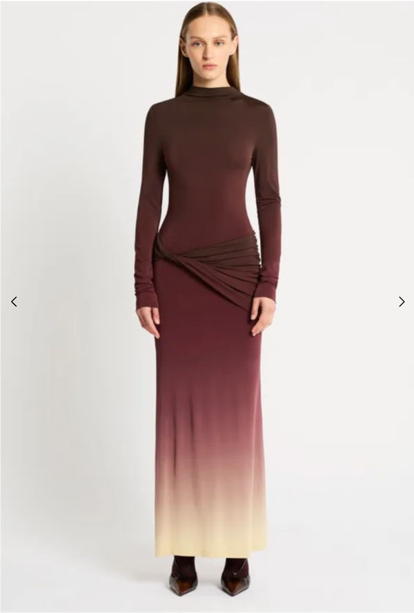 LIFE FORM JERSEY MAXI DRESS BY SASS AND BIDE BURGUNDY