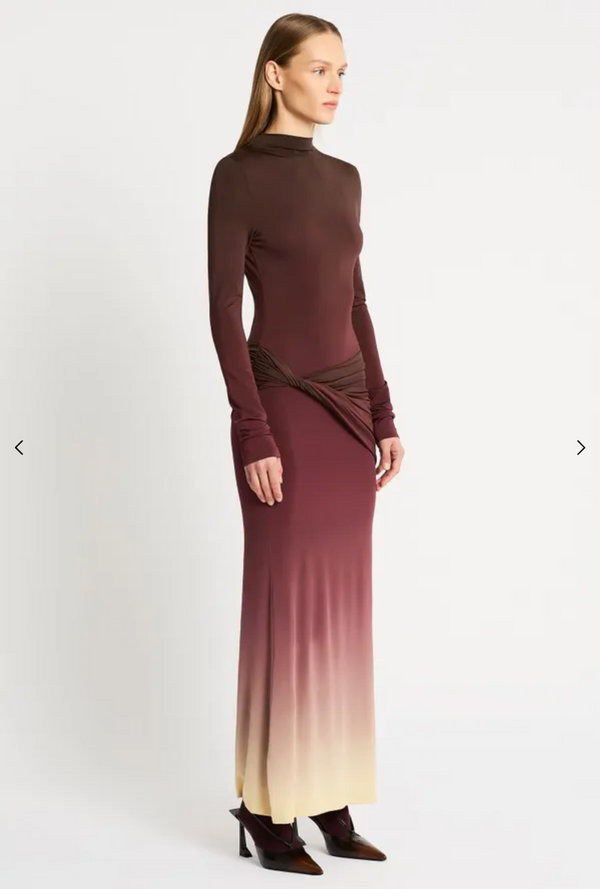 LIFE FORM JERSEY MAXI DRESS BY SASS AND BIDE BURGUNDY