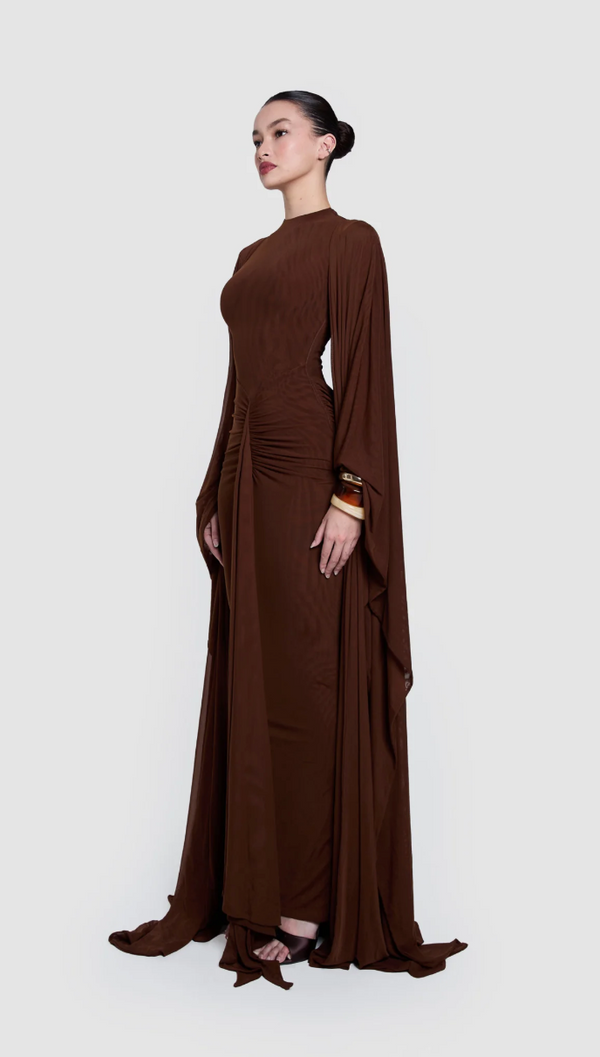 ALUYA MESH DRAPED CAPE BY BBXBRAND BROWN