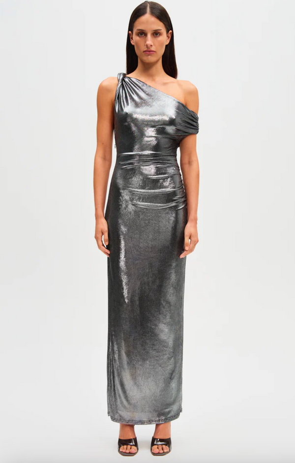 NYRA METALLIC GOWN BY MISHA BROWN
