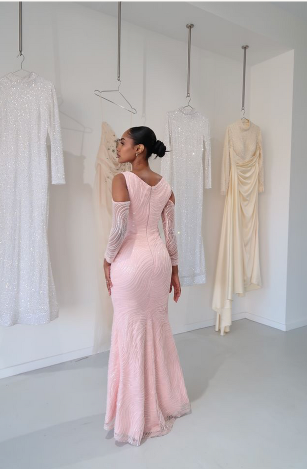 PINK CUT OUT LONG SLEEVE DRESS