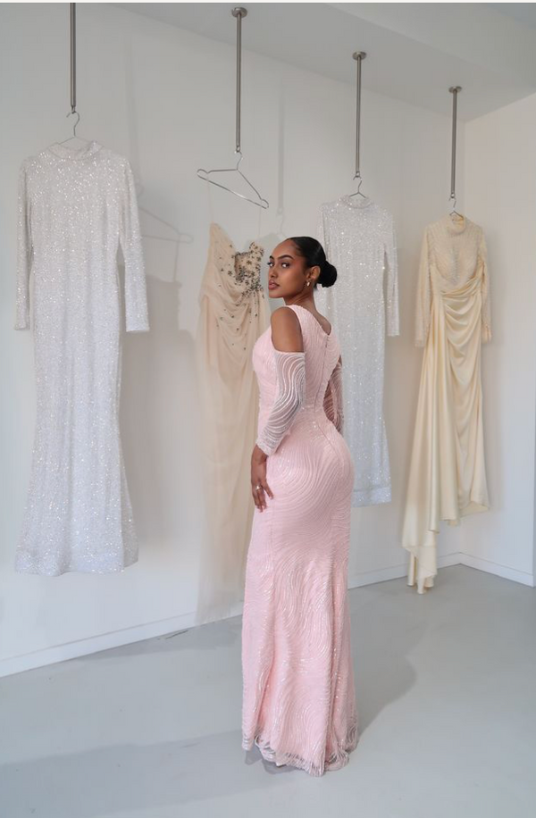 PINK CUT OUT LONG SLEEVE DRESS