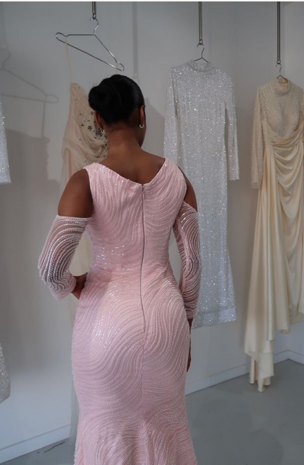 PINK CUT OUT LONG SLEEVE DRESS