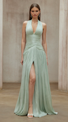 URANIE MINT GREEN GATHERED MAXI