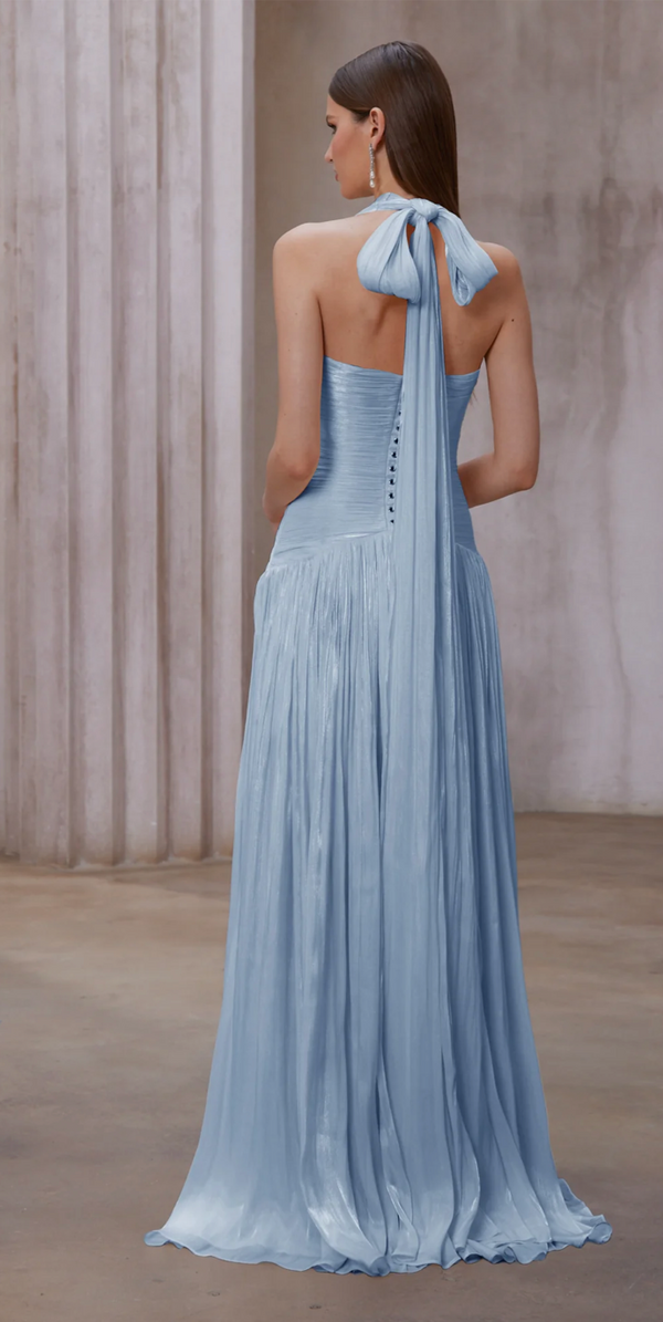 URANIE BLUE GATHERED MAXI DRESS