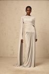 GAELLE NEUTRAL DRAPED MAXI DRESS