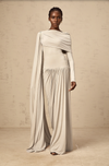 GAELLE NEUTRAL DRAPED MAXI DRESS