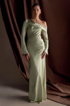 IRIS SATIN MAXI DRESS BY MESHKI GREEN
