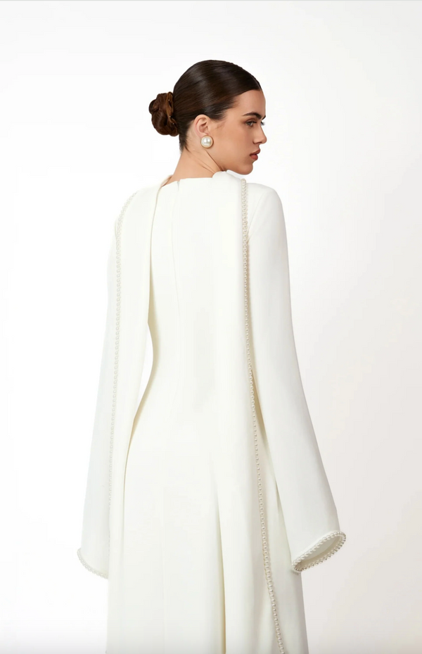 PIROSKA WHITE PEARL MAXI DRESS