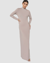LUXE SLIP DRESS HIGH-NECK FAWN