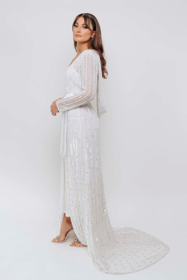 IVORY PEARL BRIDAL ROBE BY MY SECRET WARDROBE WHITE