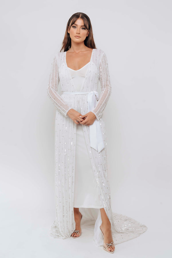 IVORY PEARL BRIDAL ROBE BY MY SECRET WARDROBE WHITE