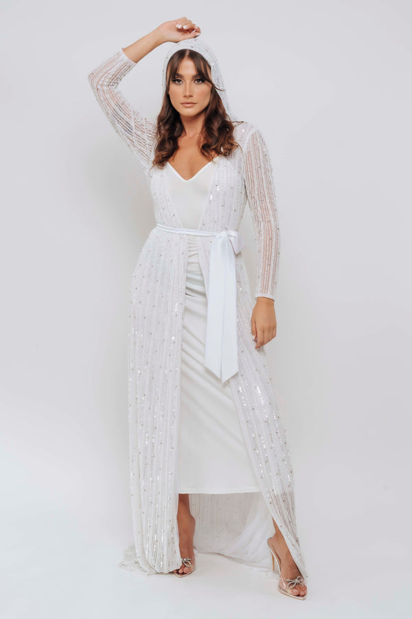 IVORY PEARL BRIDAL ROBE BY MY SECRET WARDROBE WHITE