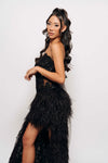 AMY FEATHER GOWN BLACK