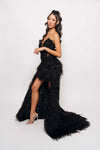 AMY FEATHER GOWN BLACK