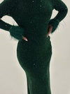 LINA FEATHER BY MY SECRET WARDROBE EMERALD NAVY