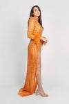 LUNAR FEATHER SLEEVE DRESS BY MY SECRET WARDROBE ORANGE