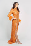 LUNAR FEATHER SLEEVE DRESS BY MY SECRET WARDROBE ORANGE