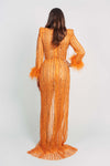 LUNAR FEATHER SLEEVE DRESS BY MY SECRET WARDROBE ORANGE