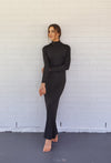 LUXE SLIP DRESS HIGH-NECK MIDNIGHT