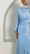MOLLIE SATIN MIDI DRESS BLUE