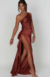 ARIEL MAXI DRESS RUST BLACK