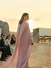 JACQUARD CAPE MAXI DRESS BY LICHI PINK