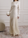 FITTED SATIN RHINESTONE MAXI DRESS BY LICHI CREAM
