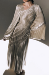 METALLISED FABRIC MAXI DRESS BY LICHI GOLD CREAM