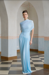 CATHERINE ASYMMETRICAL PLEATED MAXI BY MISS ROSIER BLUE