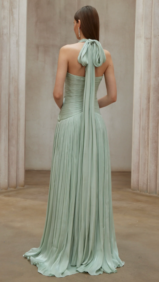URANIE MINT GREEN GATHERED MAXI