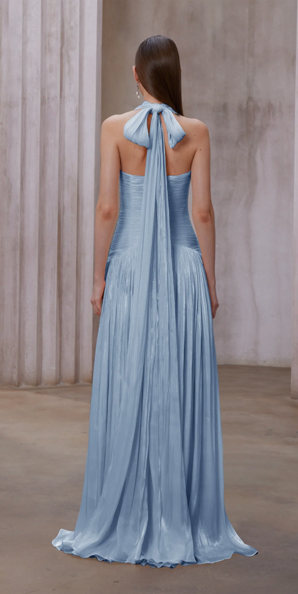 URANIE BLUE GATHERED MAXI DRESS