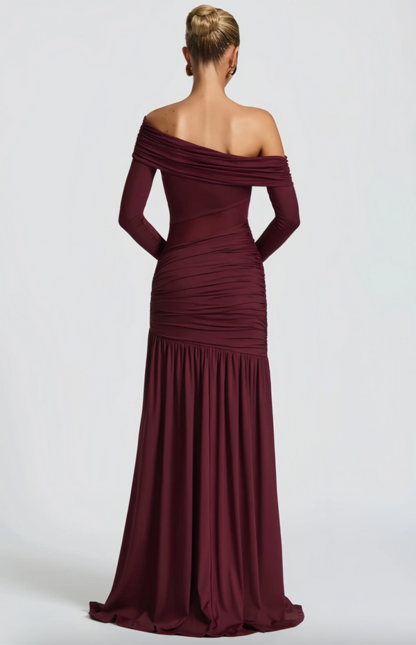 ANASTASIA ONE SHOULDER GATHERED MAXI DRESS